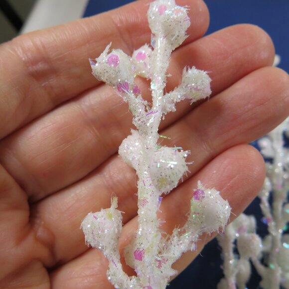 "snowy" White Flower Branches with Iridescent Glitter mixed in Floral Stems - Picture 3 of 6